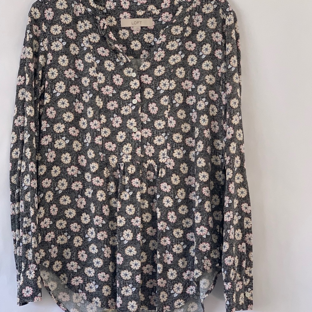 LOFT long sleeve floral print blouse size small